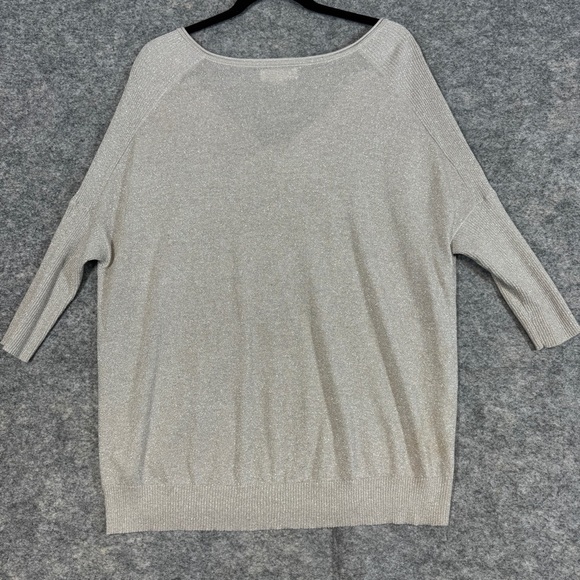 Velvet by Graham & Spencer Metallic Silver Cowl Neck Top 3/4 Sleeve Size S - Picture 9 of 12